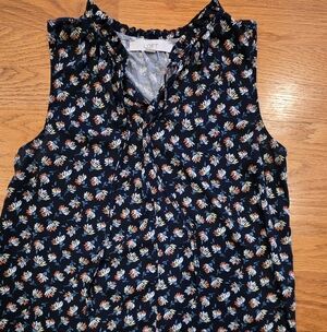 LOFT Sleeveless Blouse with Colorful Floral Design